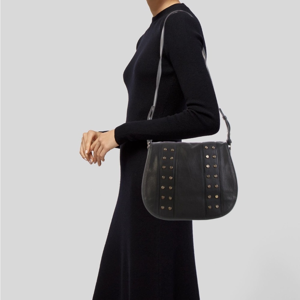 Tory Burch, Gold Studded, Black Leather, Crossbody, S… Gem